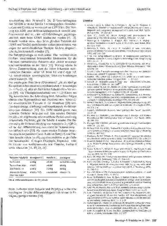 Vorschauseite 3: Psychogene Polydipsie nach Schädel-Hirn Verletzung - eine seltene Komplikation
