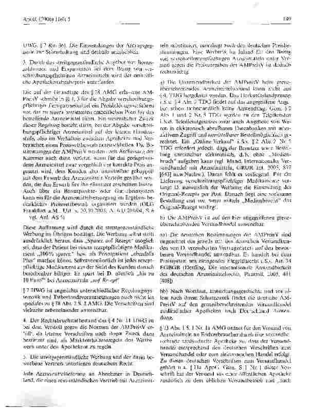 Vorschauseite 4: Bindung ausländischer Versandapotheken an die Arzneimittelpreisverordnung
