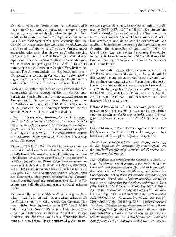 Vorschauseite 5: Bindung ausländischer Versandapotheken an die Arzneimittelpreisverordnung