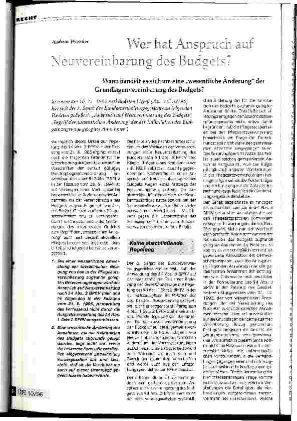 Vorschauseite 1: Wer hat Anspruch auf Neuvereinberung des Budgets?