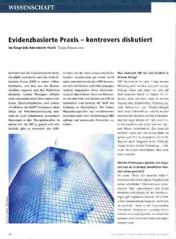 Vorschauseite 1: Evidenzbasierte Praxis - kontrovers diskutiert