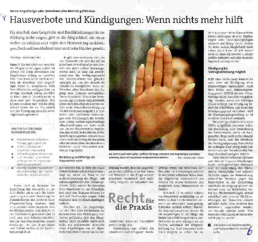 Vorschauseite 1: Hausverbote und Kündigungen: Wenn nichts mehr hilft