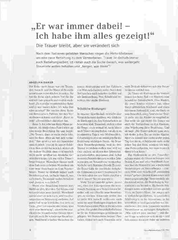 Vorschauseite 1: Er war immer dabei! Ich habe ihm alles gezeigt!“