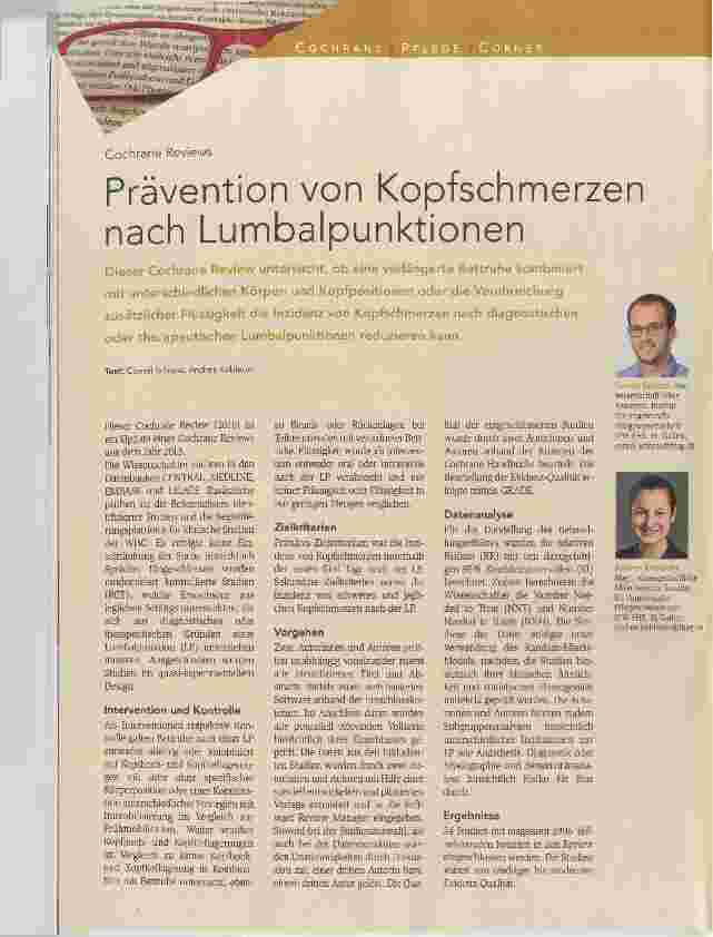 Vorschauseite 1: Prävention von Kopfschmerzen nach Lumbalpunktionen