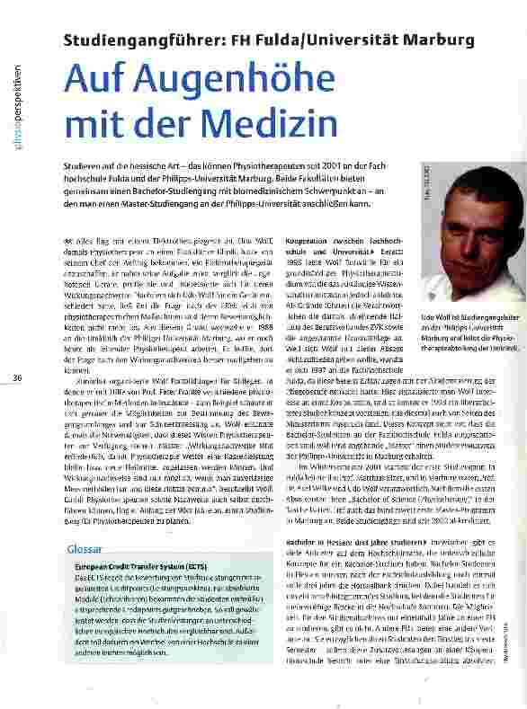 Vorschauseite 1: Studiengangführer: FH Fulda/Universität Marburg Auf Augenhöhe mit der Medizin
