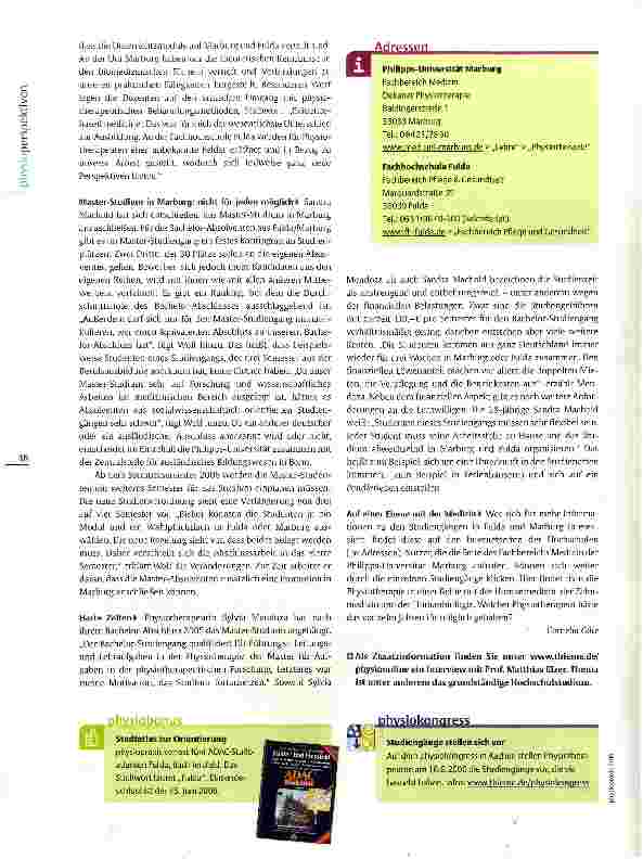 Vorschauseite 3: Studiengangführer: FH Fulda/Universität Marburg Auf Augenhöhe mit der Medizin