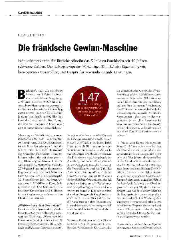 Vorschauseite 1: Die fränkische Gewinn-Maschine