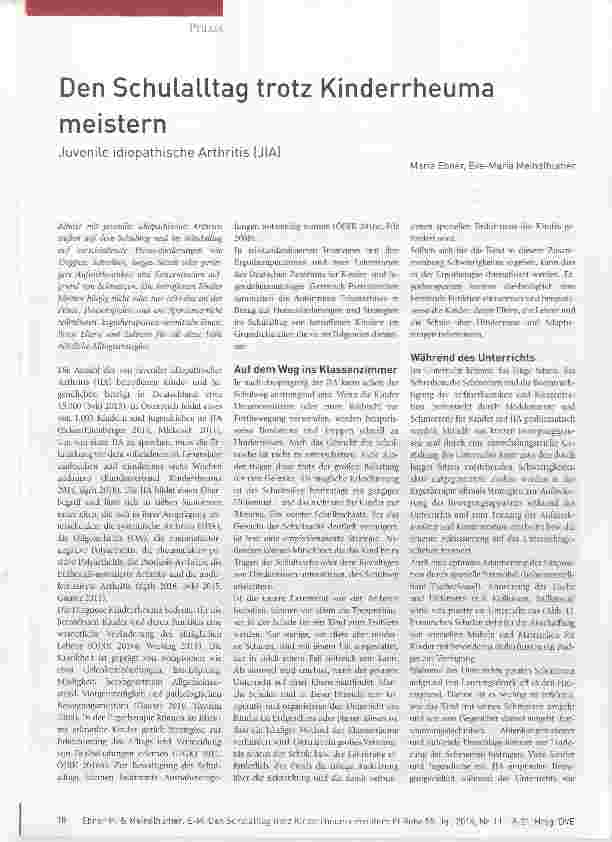Vorschauseite 1: Den Schulalltag trotz Kinderrheuma meistern