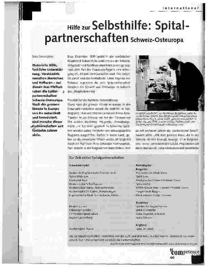 Vorschauseite 1: Hilfe zur Selbsthilfe: Spitalpartnerschaften Schweiz-Osteuropa