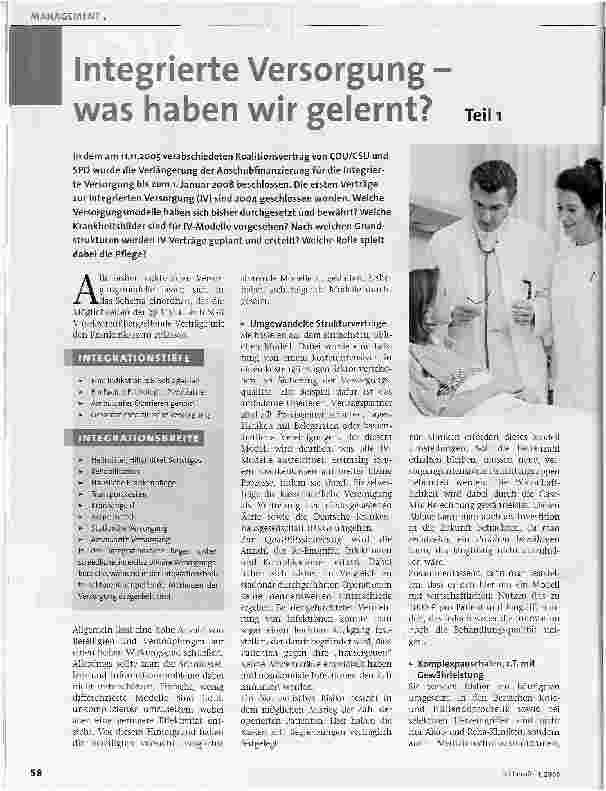 Vorschauseite 1: Integrierte Versorgung -was haben wir gelernt?