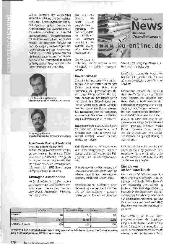 Vorschauseite 3: Gemeinsam sind die Chancen besserAuch kommunale Krankenhäuser können es schaffen