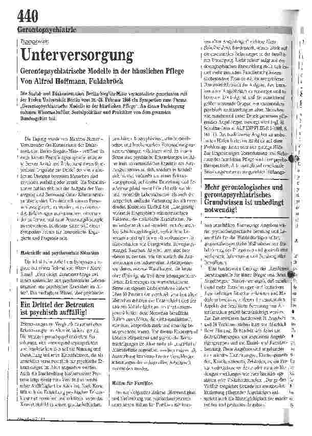 Vorschauseite 1: Unterversorgung Gerontopsychiatrische Modelle in der häuslichen Pflege