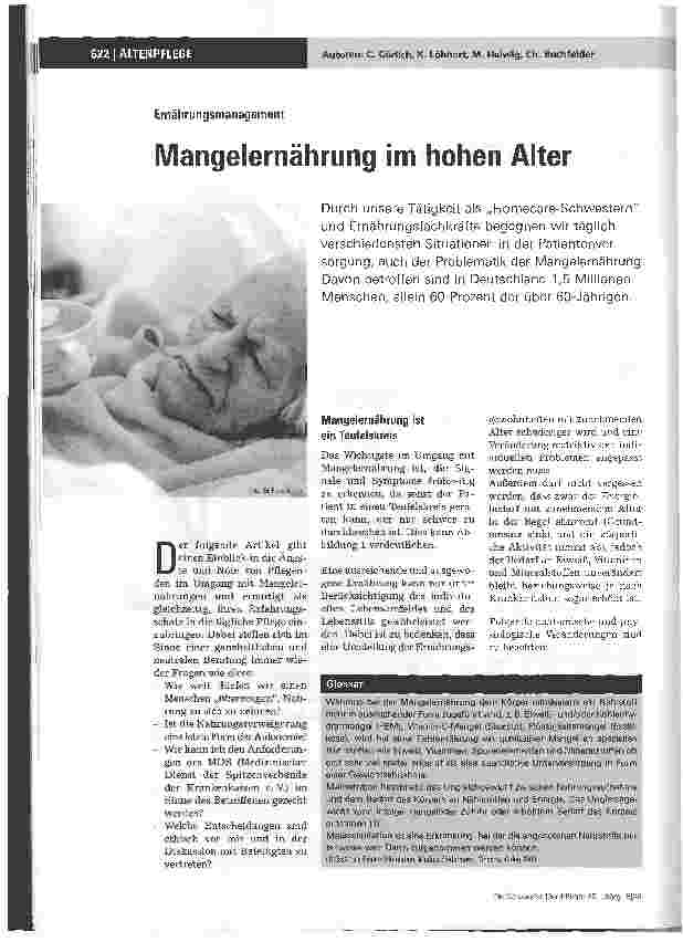 Vorschauseite 1: Mangelernährung im hohen Alter