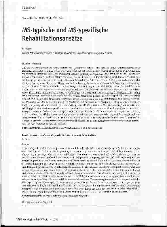 Vorschauseite 1: MS-typische und MS-spezifische Rehabilitationsansätze