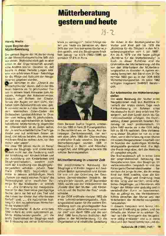 Vorschauseite 1: Mütterberatung gestern und heute