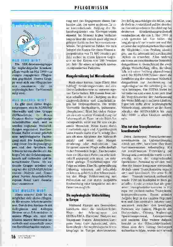 Vorschauseite 2: Nephrologie - Erfahrungen und Perspektiven Schweizerische Fachtagung für nephrologische Krankenpflege - Bericht