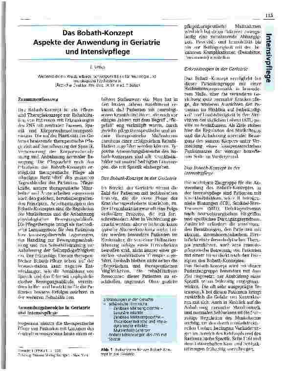 Vorschauseite 1: Das Bobath-Konzept Aspekte der Anwendung in Geriatrie und Intensivpflege