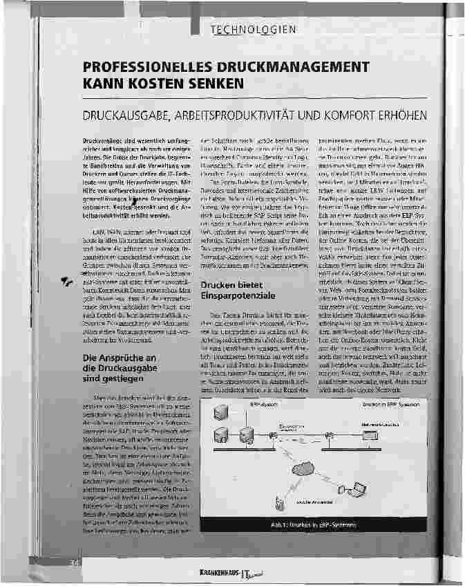 Vorschauseite 1: PROFESSIONELLES DRUCKMANAGEMENT KANN KOSTEN SENKENDRUCKAUSGABE, ARBEITSPRODUKTIVITÄT UND KOMFORT ERHÖHEN