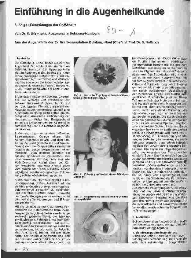 Vorschauseite 1: Einführung in die Augenheilkunde 8. Folge: Erkrankungen der Gefäßhaut