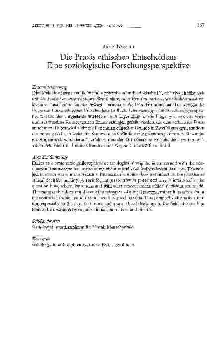 Vorschauseite 1: Die Praxis ethischen Entscheidens: Eine soziologische Forschungsperspektive
