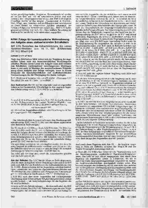 Vorschauseite 3: Eingruppierung von Krankenschwestern bei Unterstellung von Pflegepersonen - BAT/BAT-0 Anh. 1 b VergGr. Kr VII
