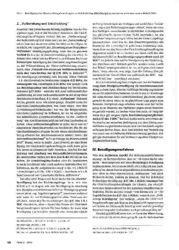 Vorschauseite 5: Beteiligung der Gleichstellungsbeauftragten an behördlichen BDG-Disziplinarverfahren nach dem neuen Bundesgleich-stellungsgesetz 2015