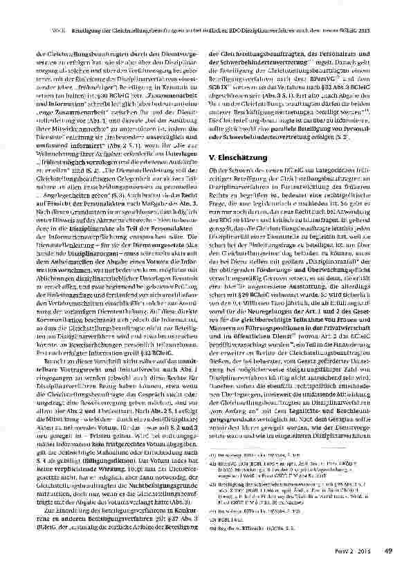 Vorschauseite 6: Beteiligung der Gleichstellungsbeauftragten an behördlichen BDG-Disziplinarverfahren nach dem neuen Bundesgleich-stellungsgesetz 2015