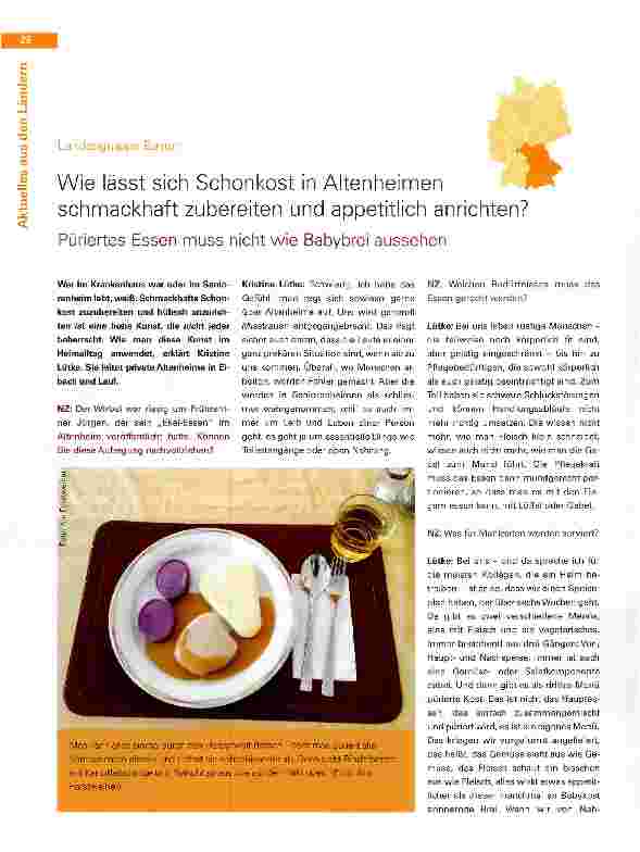 Vorschauseite 1: Wie lässt sich Schonkost in Altenheimen schmackhaft zubereiten und appetitlich anrichten?