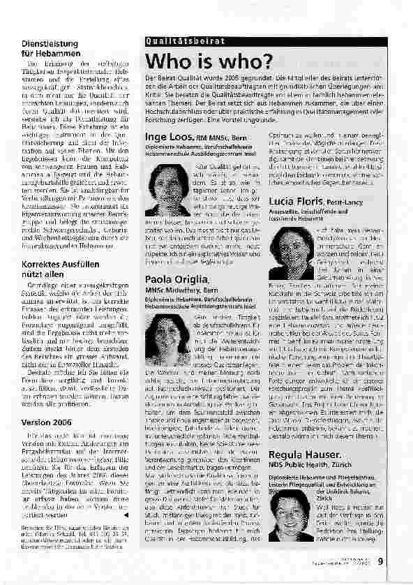 Vorschauseite 2: Standbein der Qualitätssicherung in der ausserklinischen Geburtshilfe