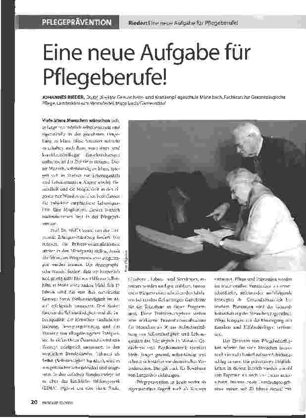 Vorschauseite 1: Eine neue Aufgabe für Pflegeberufe!