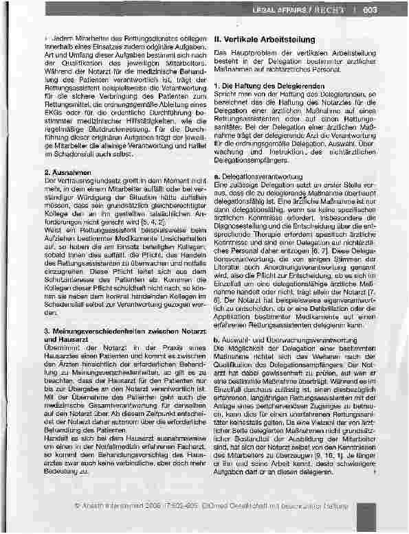 Vorschauseite 2: Strafrechtliche Probleme der Zusammenarbeit von (Not)Ärzten und Mitarbeitern des Rettungsdienstes