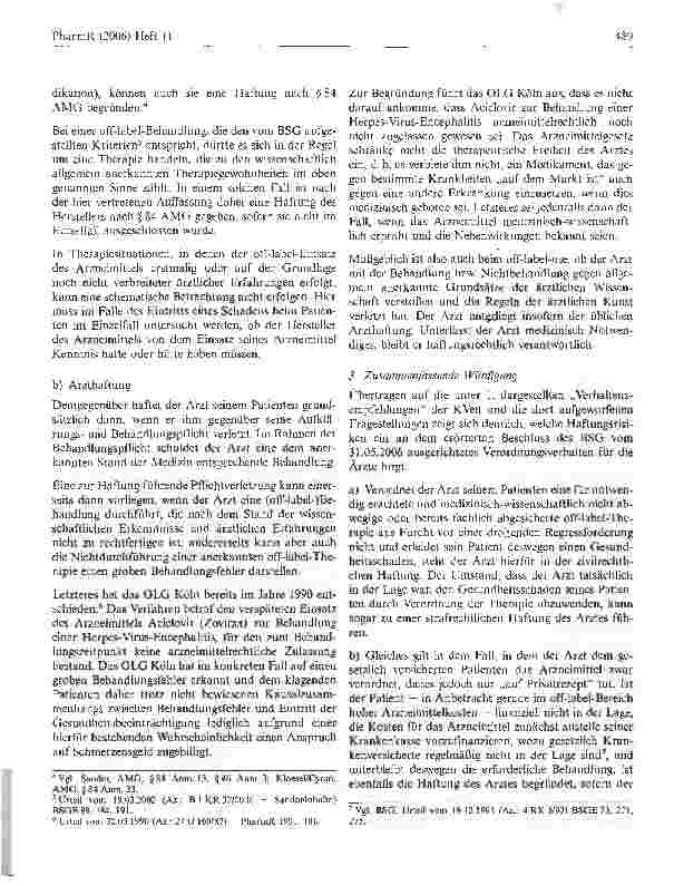 Vorschauseite 3: Neuigkeiten zum off-label-use (Teil 2) Zu den Entwicklungen in der Rechtsprechung und deren Auswirkungen auf die Praxis -