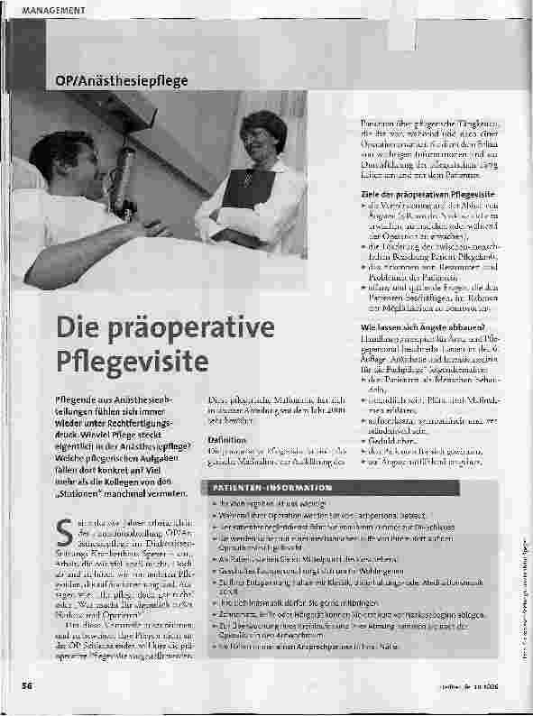 Vorschauseite 1: OP/Anästhesiepflege - Die präoperative Pflegevisite