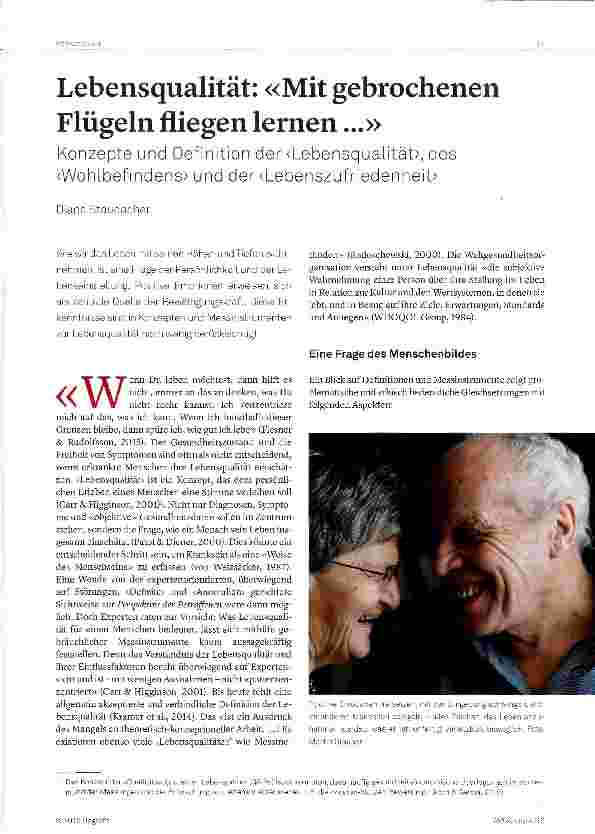 Vorschauseite 1: Lebensqualität: «Mit gebrochenen Flügeln fliegen lernen...»