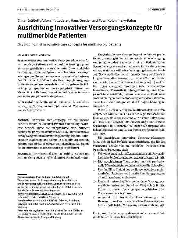 Vorschauseite 1: Ausrichtung innovativer Versorgungskonzepte für multimorbide Patienten