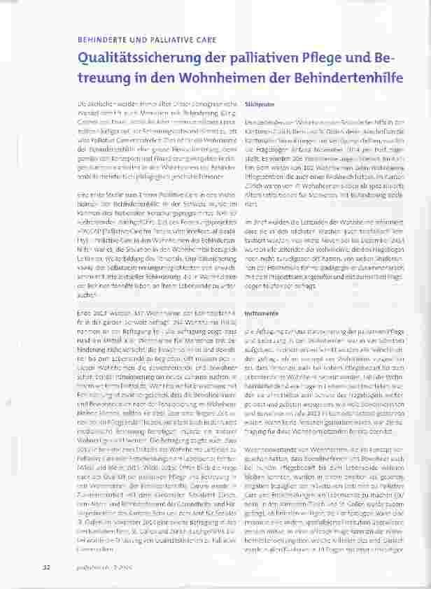 Vorschauseite 1: Qualitätssicherung der palliativen Pflege und Betreuung in den Wohnheimen der Behindertenhilfe