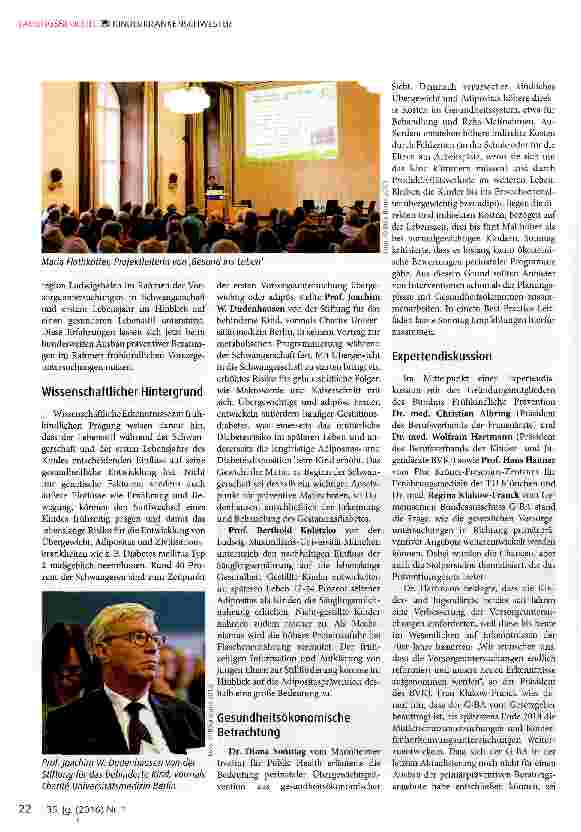 Vorschauseite 2: Fachtagung Frühkindliche Prävention: Rückenwind für erweiterte präventive Beratungen im Rahmen der Vorsorgeuntersuchungen