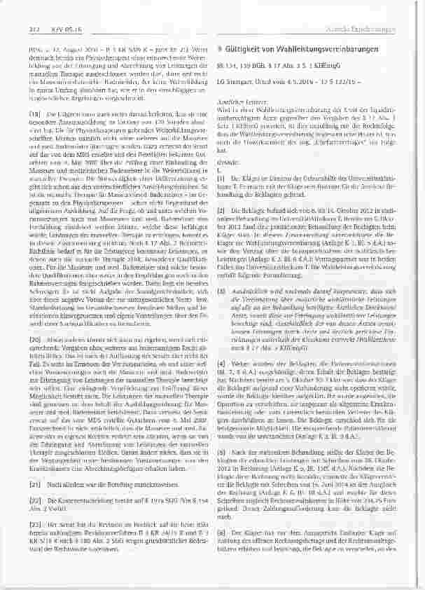 Vorschauseite 1: Gültigkeit von Wahlleistungsvereinbarungen