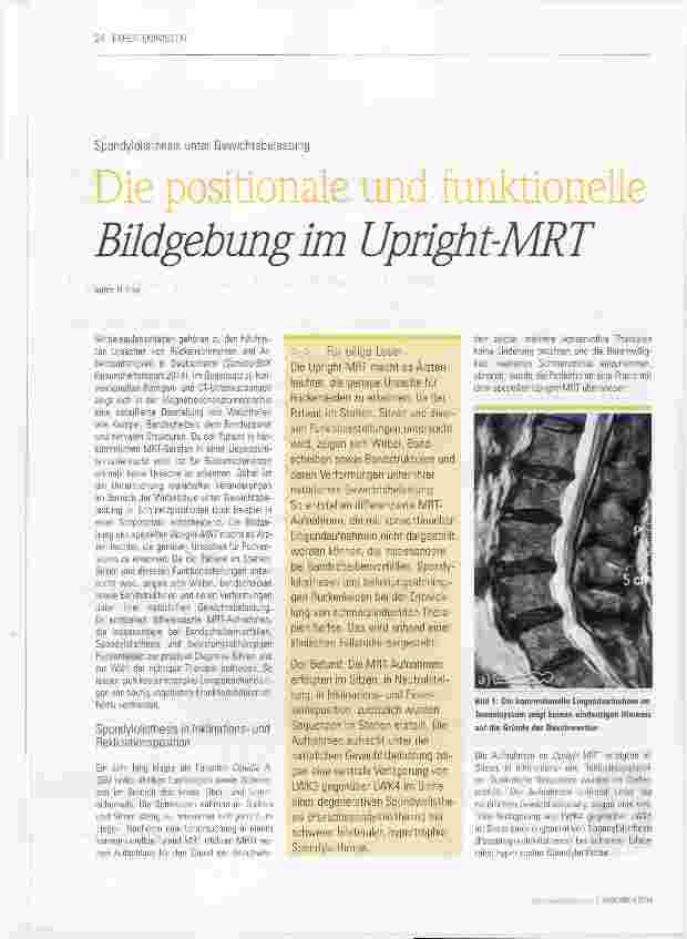 Vorschauseite 1: Die positionale und funktionelle Bildgebmg im Upnght-MRT