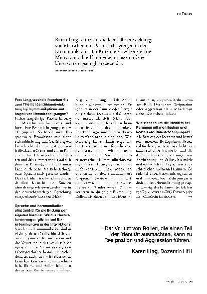 Vorschauseite 2: "Identität gestalten geht auch ohne Sprache"