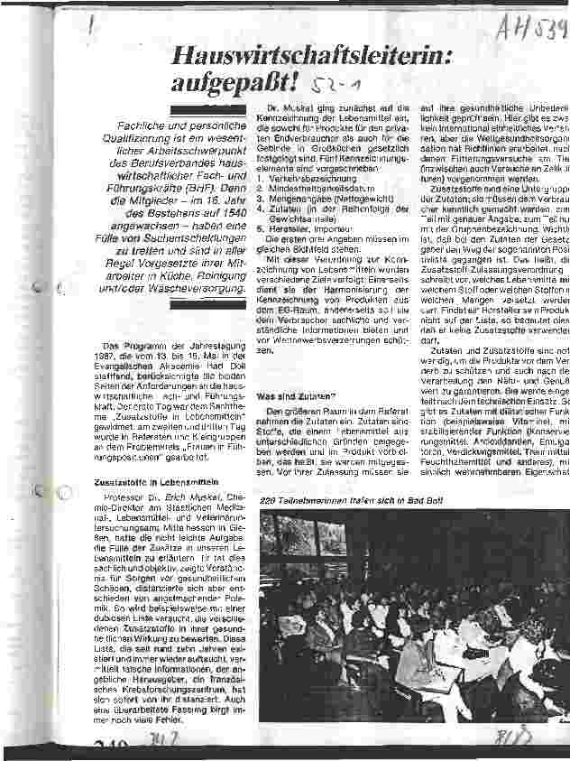 Vorschauseite 1: Hauswirtschaftsleiterin: aufgepaßt!
