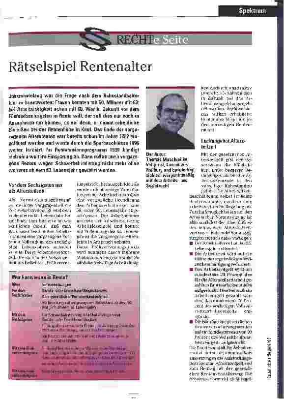Vorschauseite 1: Rätselspiel Rentenalter