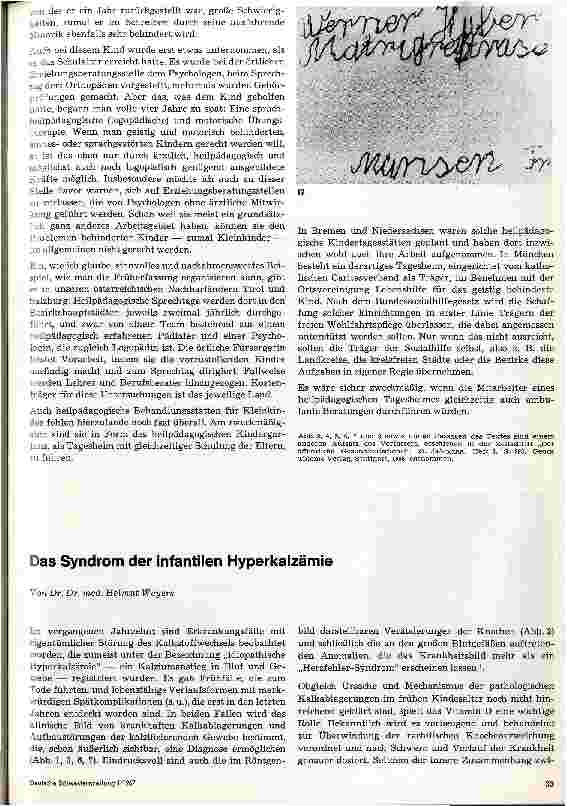 Vorschauseite 1: Das Syndrom der infantilen Hyperkalzämie