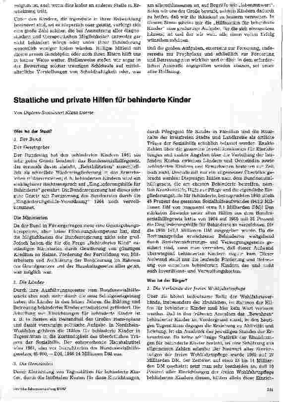 Vorschauseite 1: Staatliche und private Hilfen für behinderte Kinder