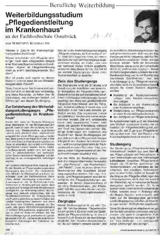 Vorschauseite 1: Weiterbildungsstudium Pflegedienstleitung im Krankenhaus an der Fachhochschule Osnabrück