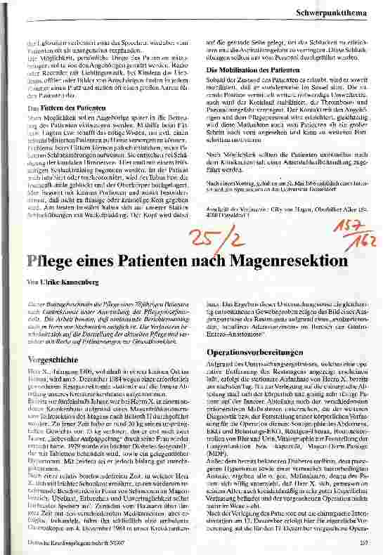 Vorschauseite 1: Pflege eines Patienten nach Magenresektion