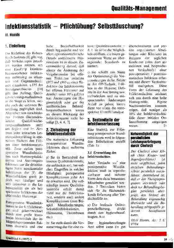 Vorschauseite 1: Infektionsstatistik - Pflichtübung? Selbsttäuschung?