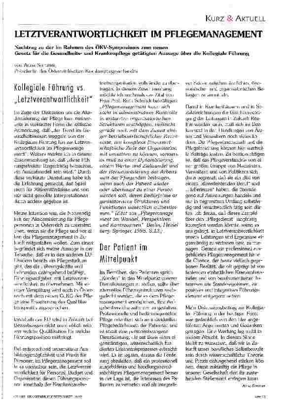 Vorschauseite 1: Letztverantwortlichkeit im Pflegemanagement