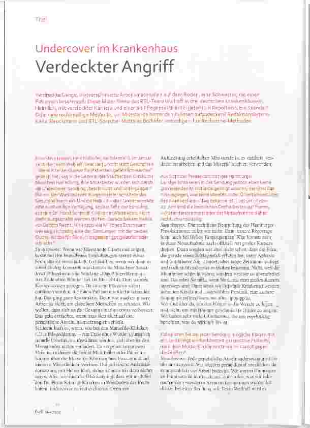 Vorschauseite 1: Undercover im Krankenhaus Verdeckter Angriff
