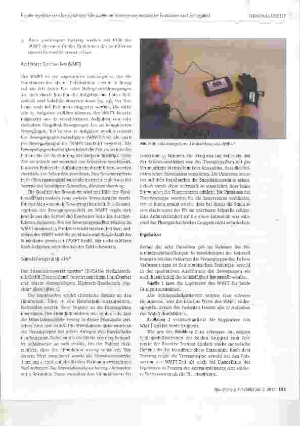 Vorschauseite 3: Passive repetitive sensible elektrische Stimulation zur Verbesserung motorischerFunktionen nach Schlaganfall eine Pilotstudie